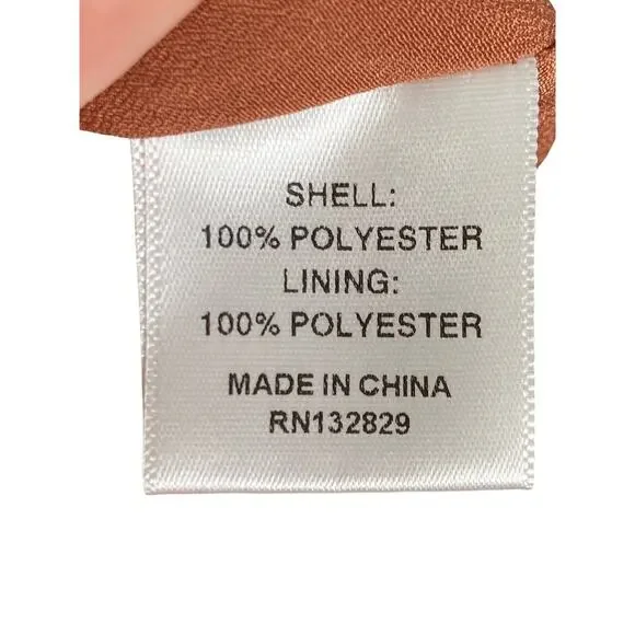 MAJORELLE Nelly Mini Dress Surplice Shirred Ruffle Detail Terracotta Brown Small